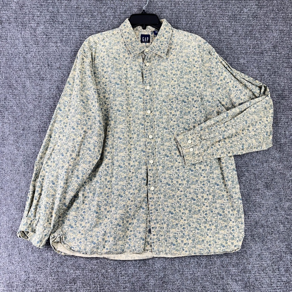 Gap Floral Shirt Men L‎ Cotton Pocket Heritage Relaxed Classic Woven Utility - Picture 4 of 10
